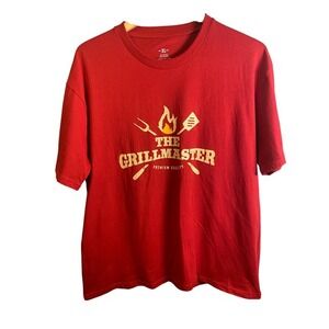 Men's The Grillmaster Graphic T-Shirt Red Crew Neck BBQ XL‎ NEW